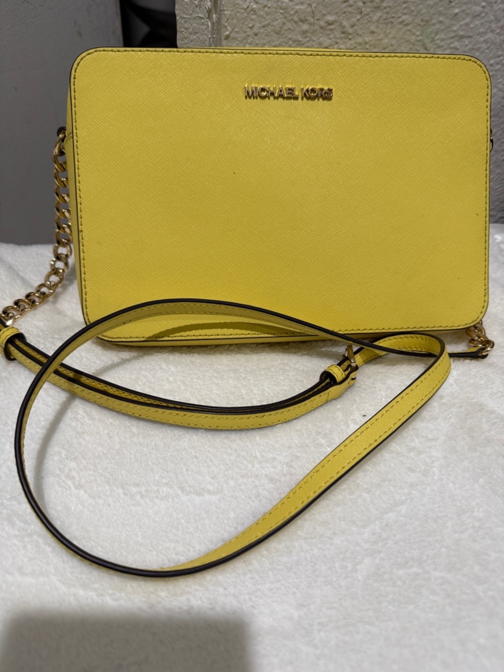 Michael Kors Yellow Saffiano Crossbody Camera Bag